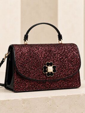 Kate Spade Black Cherry Glitter Top Handle Crossbody Bag NWT